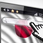 Drapeau japonais sur une tablette